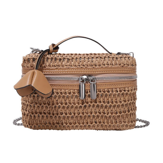 Damenhandtasche aus geflochtenem Naturmaterial mit praktischem Reißverschluss Nord Taschen