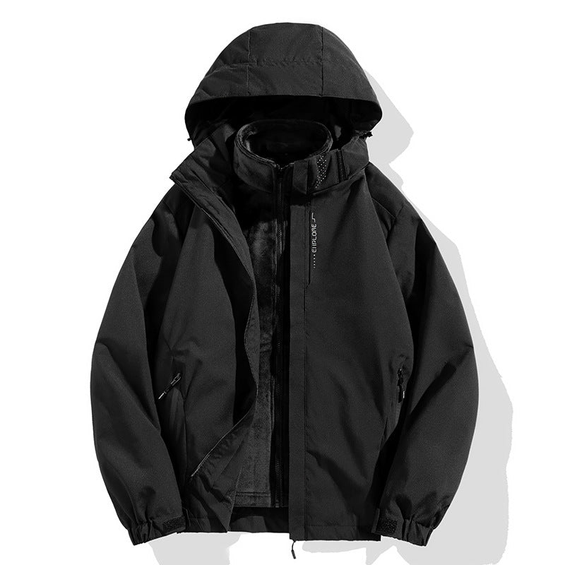 Herren zweiteilige Winterjacke mit abnehmbarer Fleece-Innenjacke wasserdicht winddicht Nord Taschen