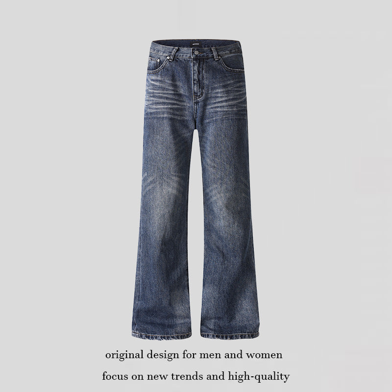 Damen weite Cropped-Jeans mit hoher Taille und Used-Effekt Nord Taschen