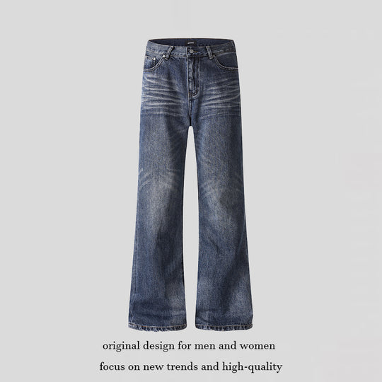 Damen weite Cropped-Jeans mit hoher Taille und Used-Effekt Nord Taschen
