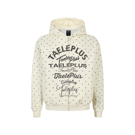 Damen Kapuzen-Sweatjacke mit durchgehendem Reißverschluss, Allover-Pünktchenmuster und mehrfacher Logogestaltung Nord Taschen