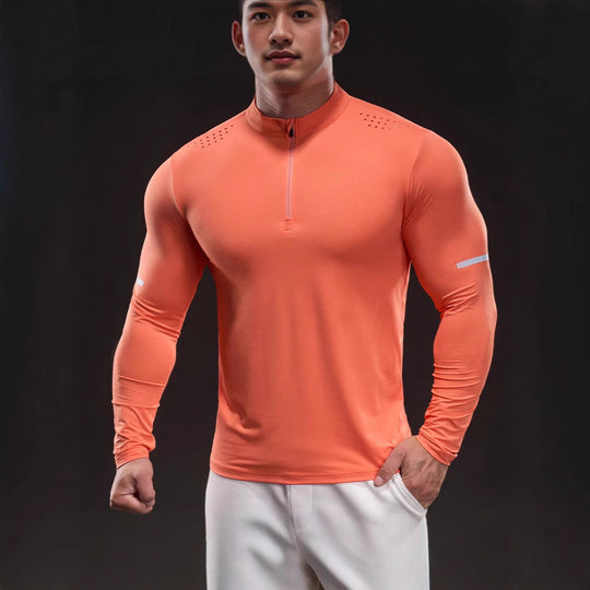 Herren Kompressions-Trainingsshirt mit kurzem Reißverschluss und atmungsaktiver Mesh‑Struktur Nord Taschen