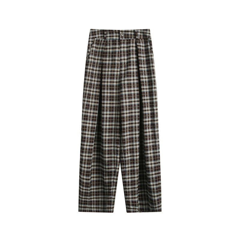 Damen Hochtaillierte Karierte Bundfalten‑Hose im weiten Culotte‑Schnitt Nord Taschen