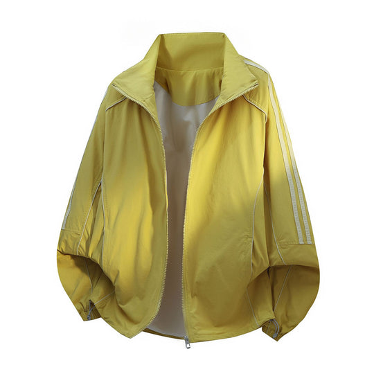 Damen Leichte Oversize-Windjacke mit Stehkragen, Kordelzug und elastischen Bündchen Nord Taschen