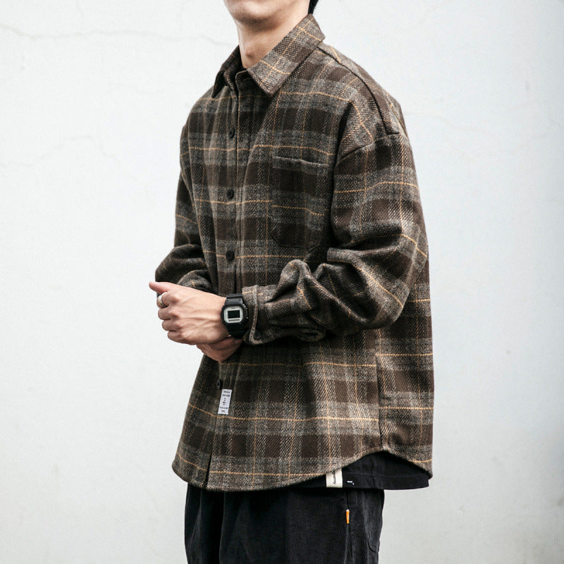 Herren Kariertes Overshirt‑Hemdjacke im Boxy‑Relaxed‑Schnitt Nord Taschen
