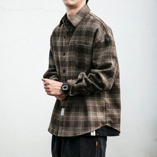 Herren Kariertes Overshirt‑Hemdjacke im Boxy‑Relaxed‑Schnitt Nord Taschen