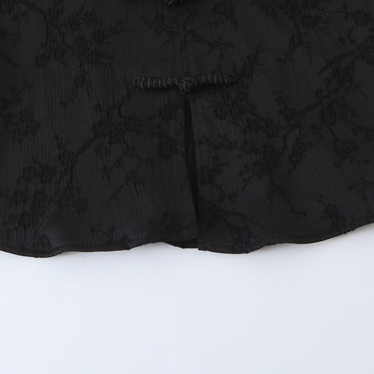 Damen Ärmelloses Cheongsam-inspiriertes Top mit Stehkragen und Zierknopfleiste Nord Taschen