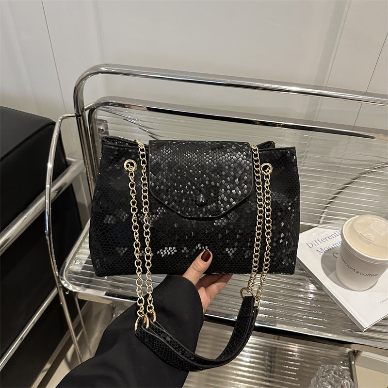 Damen elegante Umhängetasche mit schimmerndem Schlangenprägung Nord Taschen