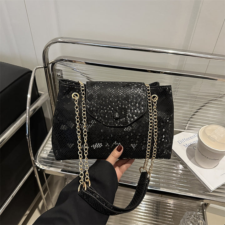 Damen elegante Umhängetasche mit schimmerndem Schlangenprägung Nord Taschen
