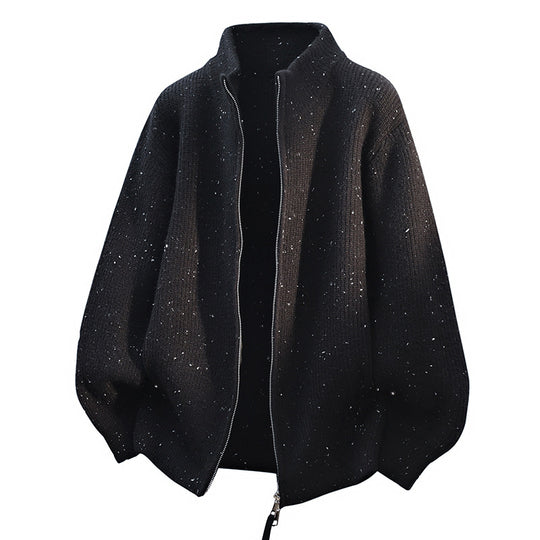 Damen Modische Strickjacke mit hohem Kragen und Reißverschluss Nord Taschen