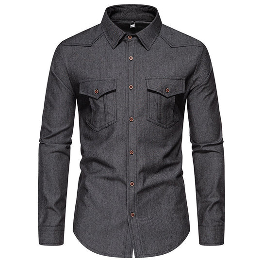 Herren Jeanshemd mit Western‑Yoke, aufgesetzten Brusttaschen und schmaler Casual‑Passform Nord Taschen
