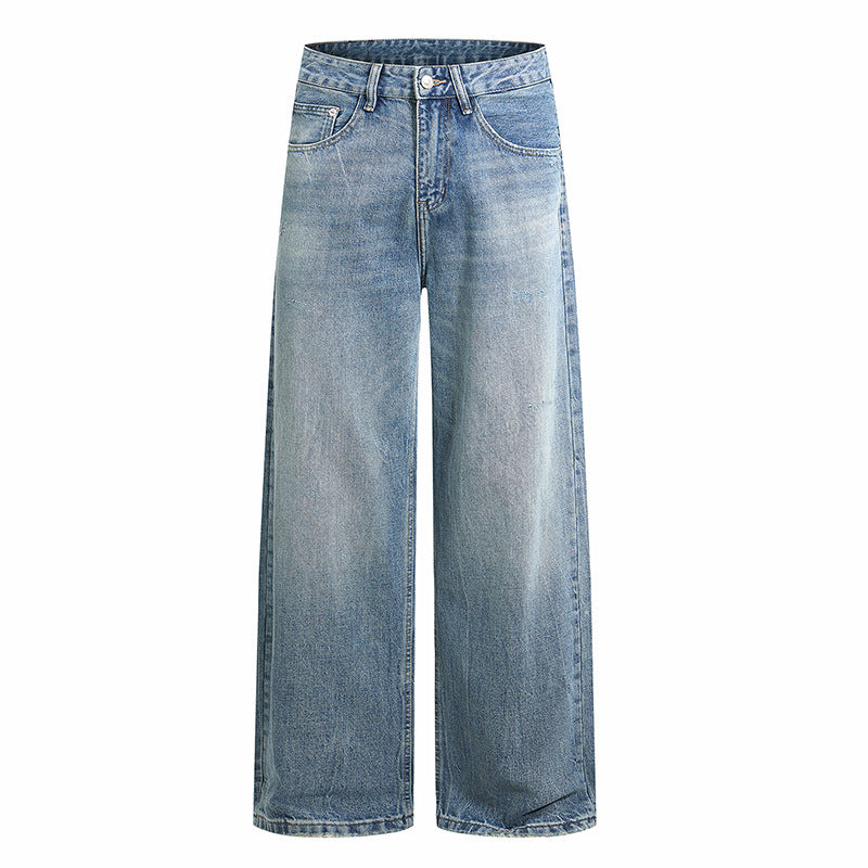 Damen Weite High-Waist Denim-Jeans mit ausgestelltem Bein und Vintage-Waschung Nord Taschen