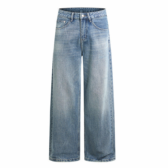 Damen Weite High-Waist Denim-Jeans mit ausgestelltem Bein und Vintage-Waschung Nord Taschen