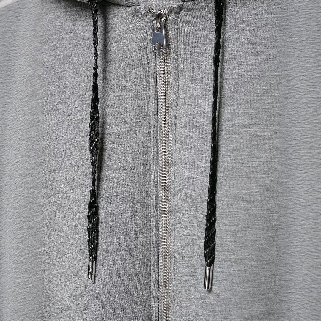 Damen Cropped Kapuzen-Sweatjacke mit Ballonärmeln und Tunnelzug Nord Taschen