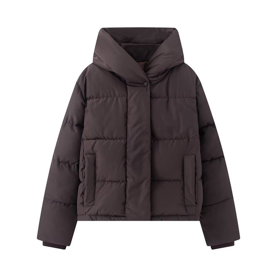 Damen Kurz geschnittene gesteppte Pufferjacke mit hohem Stehkragen und verdeckter Druckknopfleiste Nord Taschen