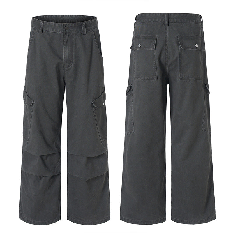 Herren Weite Canvas-Cargohose im Baggy-Schnitt mit extra weitem Bein, Knieabnähern und aufgesetzter Seitentasche Nord Taschen