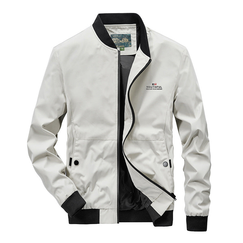 Herren minimalistischer Nylon-Flightblouson mit hohem Rippkragen, leicht wattiert und wasserabweisend Nord Taschen