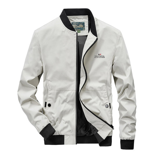 Herren minimalistischer Nylon-Flightblouson mit hohem Rippkragen, leicht wattiert und wasserabweisend Nord Taschen