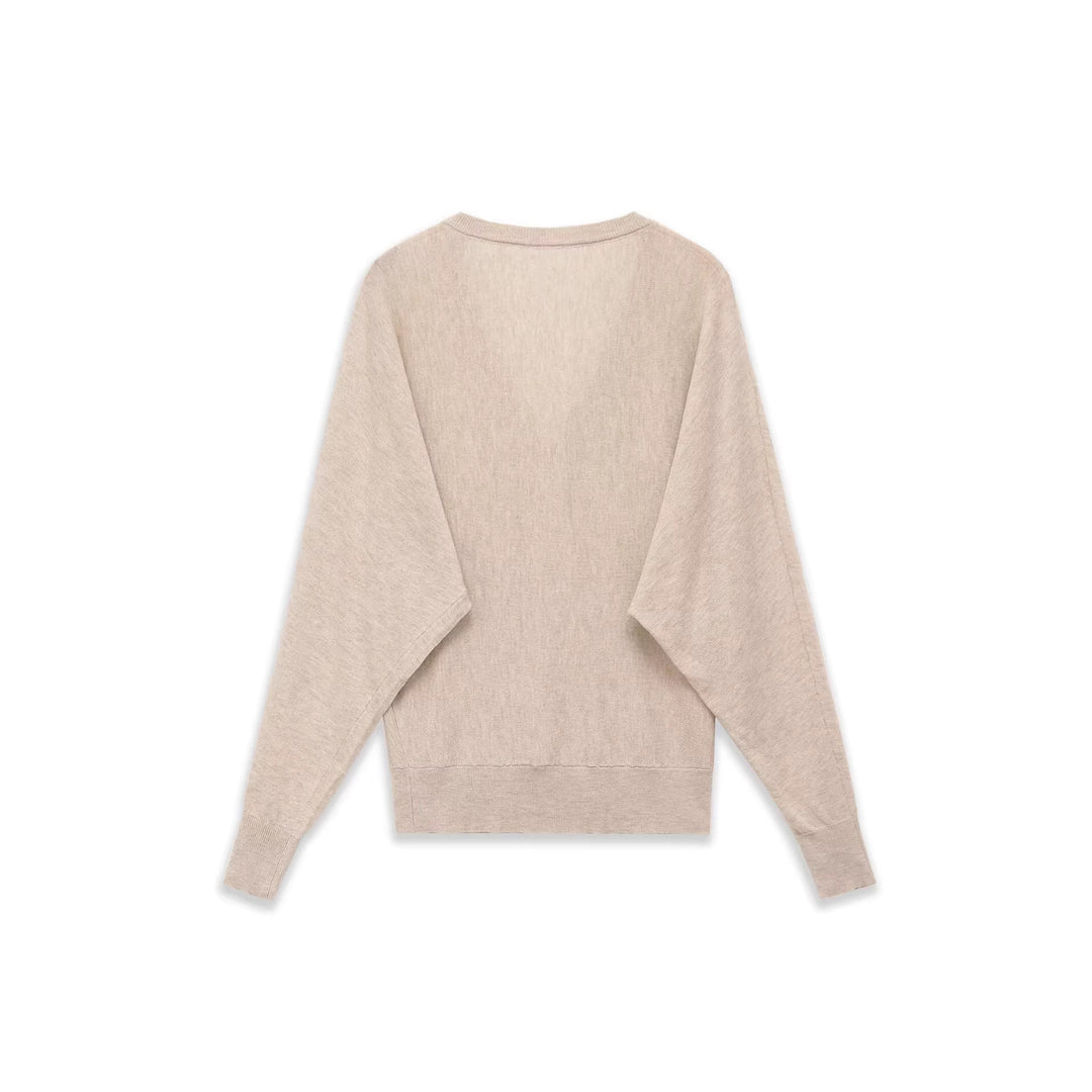Damen Oversized V-Ausschnitt Feinstrickpullover mit Fledermausärmeln Nord Taschen