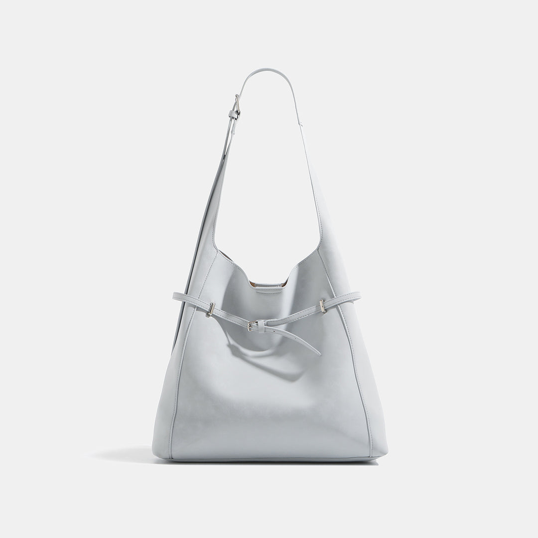Damen Hobo-Tasche aus hochwertigem, geschmeidigem Kunstleder mit dekorativer Zugbandverzierung Nord Taschen