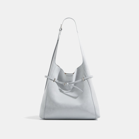 Damen Hobo-Tasche aus hochwertigem, geschmeidigem Kunstleder mit dekorativer Zugbandverzierung Nord Taschen