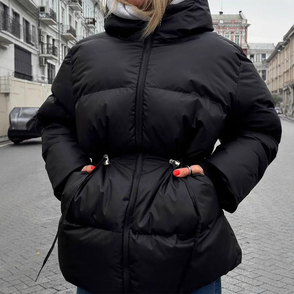 Damen Wattierte Taillierte Steppjacke mit Tunnelzug & hohem Stehkragen Nord Taschen