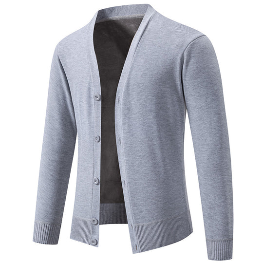 Herren Feinstrick-Cardigan mit V-Ausschnitt, schmaler Silhouette und Rippabschlüssen Nord Taschen
