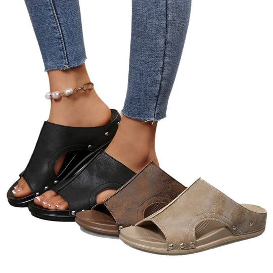 Damen Komfortable Slide-Sandalen mit modischem Cut-Out-Design und elegantem Strassbesatz