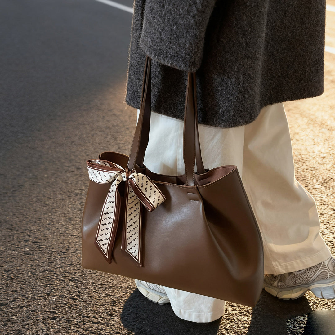 Damen elegante Shopper Tasche mit modischem Schleifenmotiv Nord Taschen