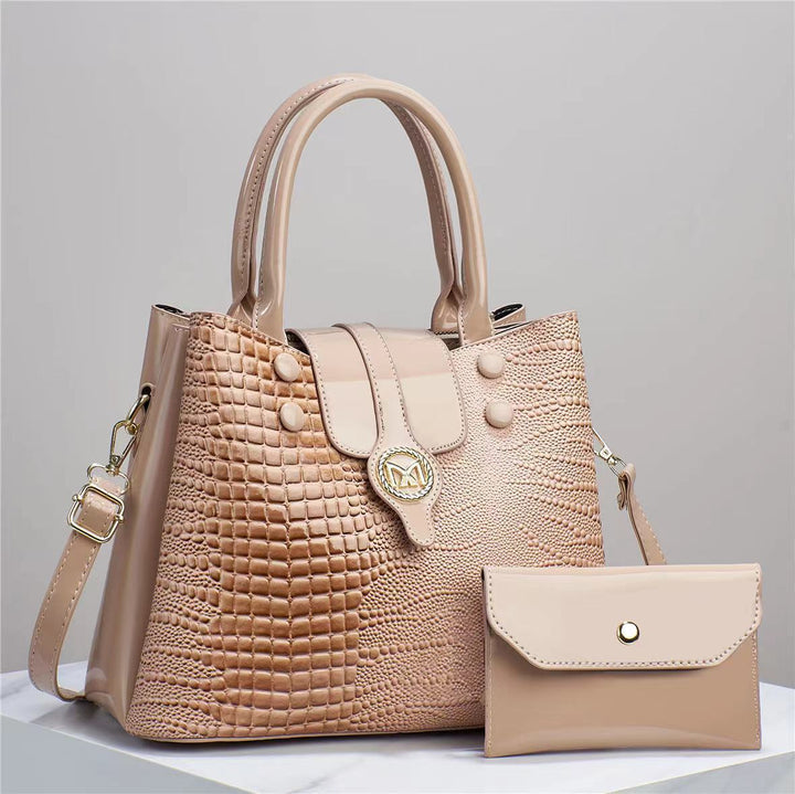 Damen elegante Handtasche mit Krokodilstruktur und abnehmbarer Clutch Nord Taschen