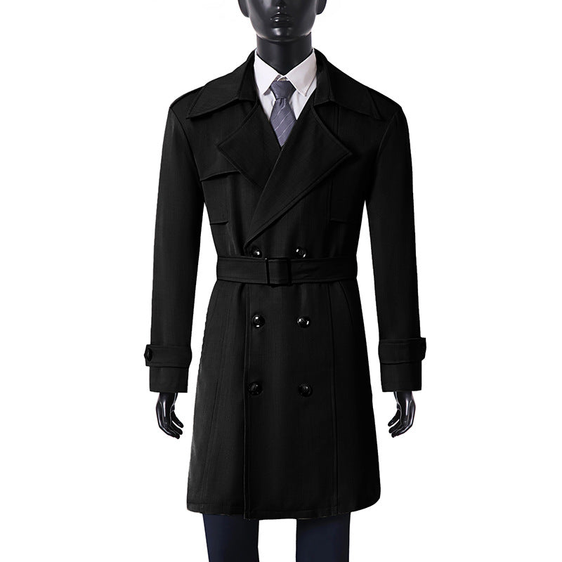 Damen Doppelreihiger Trenchcoat mit weitem Schalkragen und Epauletten Nord Taschen
