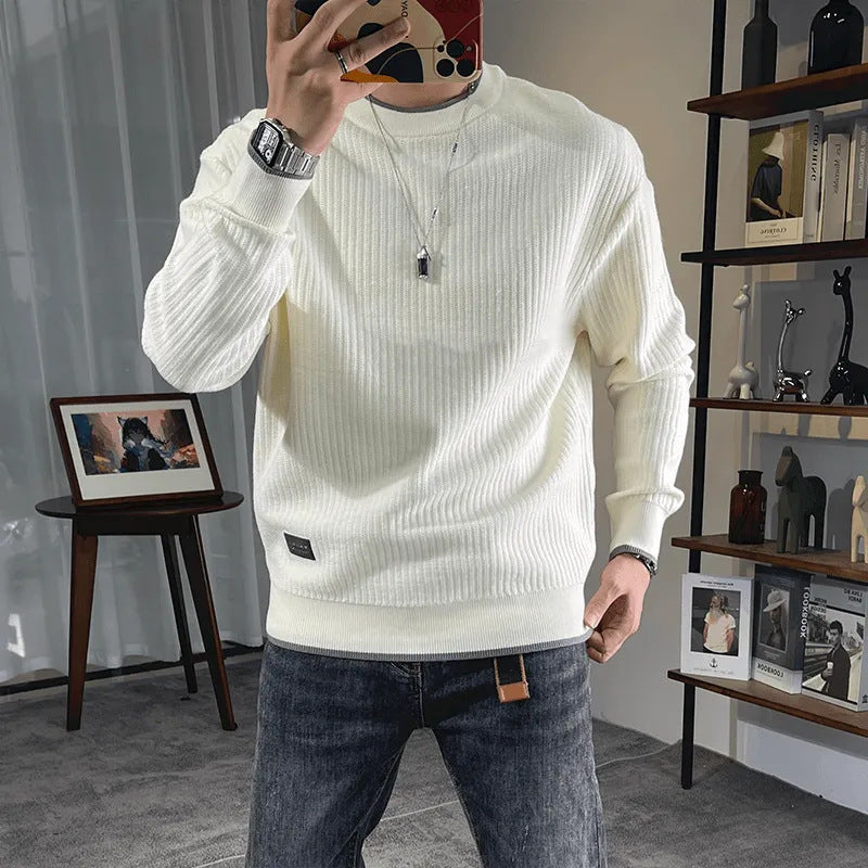 Herren Feinstrick-Ripppullover mit Rundhalsausschnitt und legerer Oversize-Passform Nord Taschen