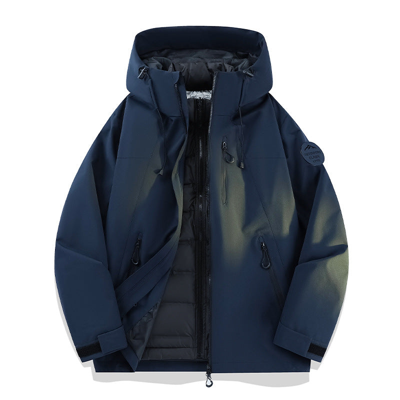 Damen Leichte wasserdichte Kapuzenjacke mit Teddy‑Charm und verdeckten Reißverschlusstaschen Nord Taschen