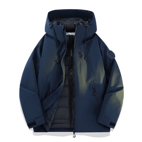 Damen Leichte wasserdichte Kapuzenjacke mit Teddy‑Charm und verdeckten Reißverschlusstaschen Nord Taschen
