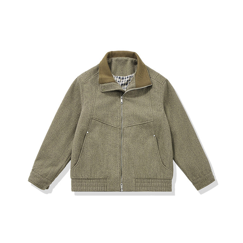 Herren Kurz geschnittener Fleece Blouson mit Cordkragen und gesteppter Innenfutter Nord Taschen