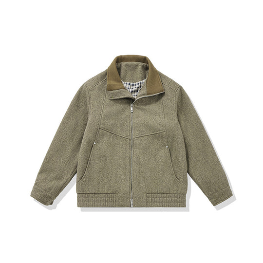 Herren Kurz geschnittener Fleece Blouson mit Cordkragen und gesteppter Innenfutter Nord Taschen