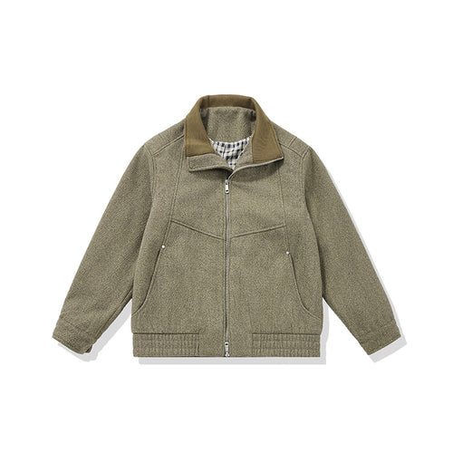 Herren Kurz geschnittener Fleece Blouson mit Cordkragen und gesteppter Innenfutter Nord Taschen