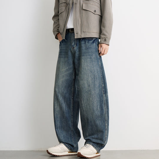 Herren weite Balloon-Jeans mit extra weitem Bein, tiefem Schritt und authentischer Used-Waschung Nord Taschen
