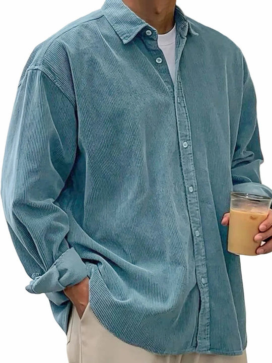 Herren lässiges Cordhemd aus Feincord mit Oversize-Schnitt
