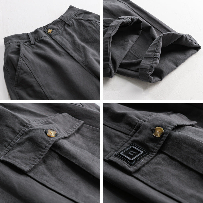 Herren Utility-Cargo-Hose aus Baumwoll-Twill mit aufgesetzten Beintaschen und relaxed Tapered Fit Nord Taschen