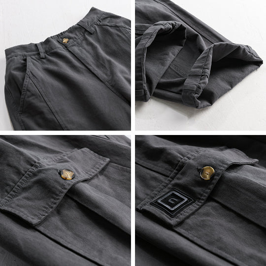 Herren Utility-Cargo-Hose aus Baumwoll-Twill mit aufgesetzten Beintaschen und relaxed Tapered Fit Nord Taschen
