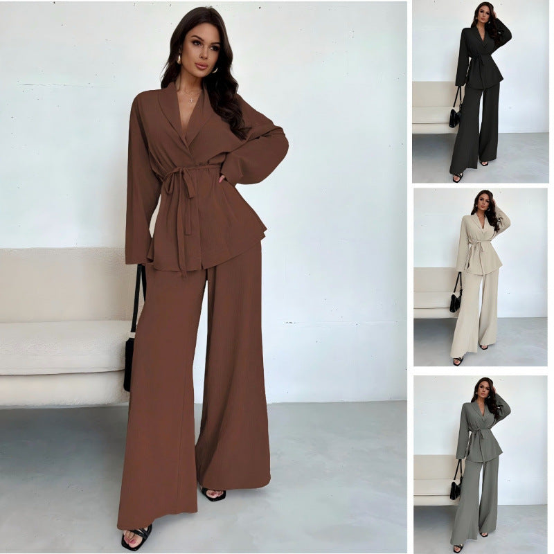Damen Eleganter Wickel-Jumpsuit mit weitem Palazzo-Bein Nord Taschen