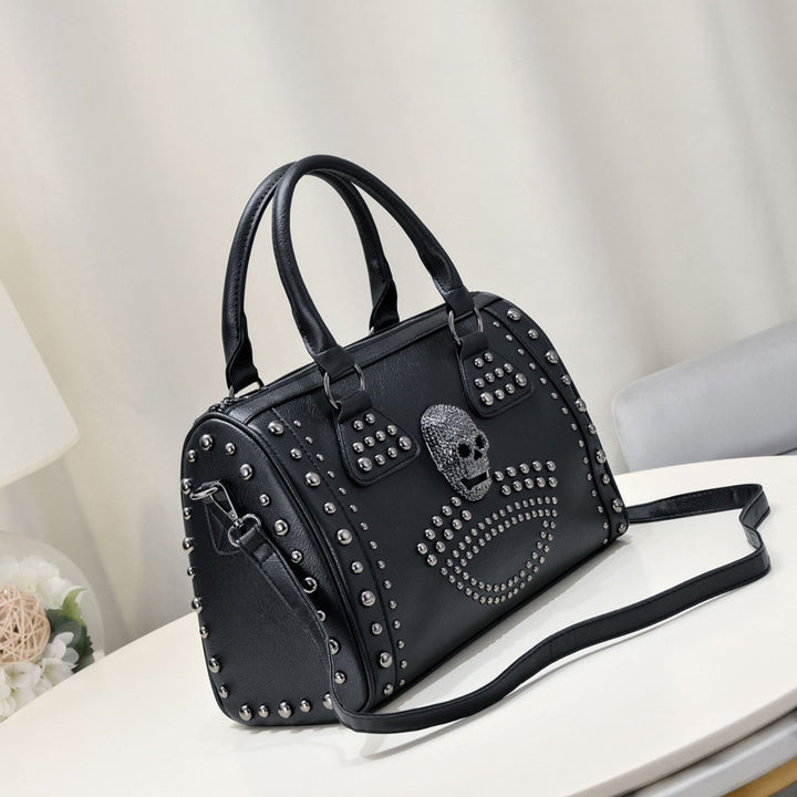 Damen Hobo-Tasche mit modischem Totenkopf-Design und eleganten Nieten Nord Taschen