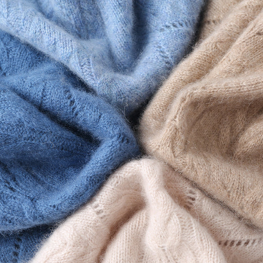 Damen Weicher Mohair‑Optik Oversize‑Rollkragenpullover mit Ajour‑Zopfstruktur Nord Taschen