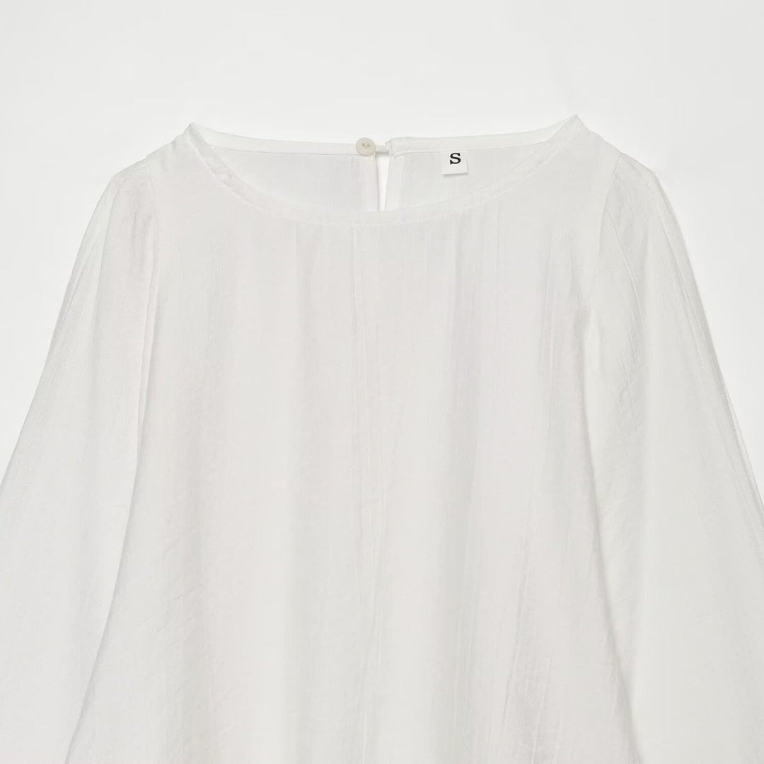 Damen Oversize-Bluse mit Ballonärmeln, Rundhalsausschnitt und weicher Viskosequalität Nord Taschen