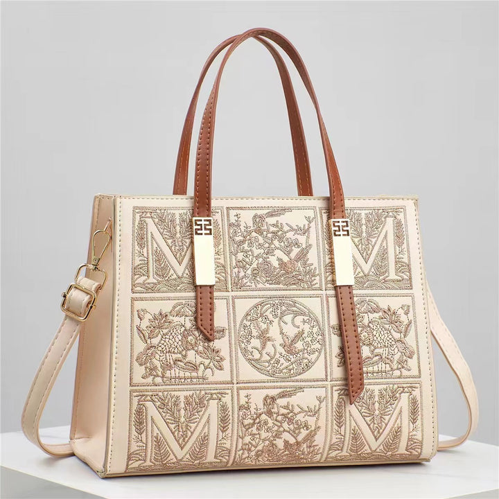 Damen edle Handtasche mit filigranem Stickdesign Nord Taschen