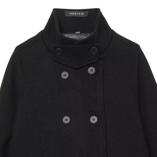 Damen Kurzer Doppelreihiger Wollmix-Cape‑Mantel mit hohem Stehkragen Nord Taschen