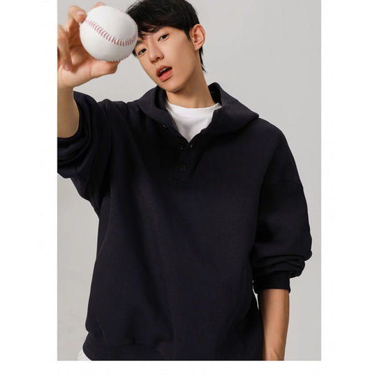 Herren Oversized Kapuzenpullover mit 3‑Knopf‑Leiste und seitlichen Eingrifftaschen Nord Taschen