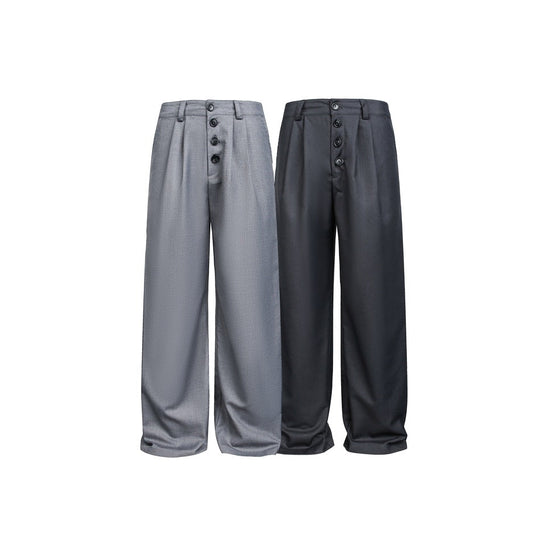 Damen Weite High-Waist Bundfaltenhose mit markanter Knopfleiste Nord Taschen