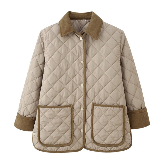 Damen Steppjacke mit Kordkragen, Pattentaschen und Druckknopfverschluss Nord Taschen